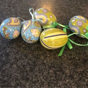 Five Plastic Easter Eggs with Ribbon Hangers